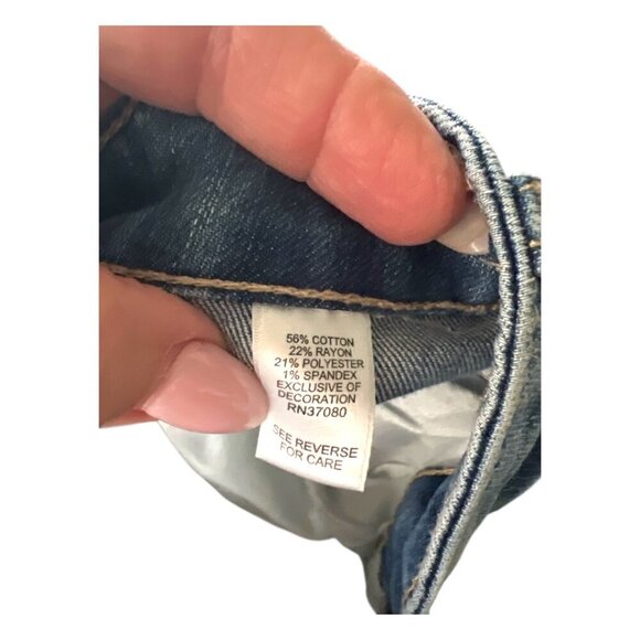 Women's Versona Contemporary Boho Ankle Jeans Flare Ruffle Floral Hem Size 29 - Picture 8 of 8